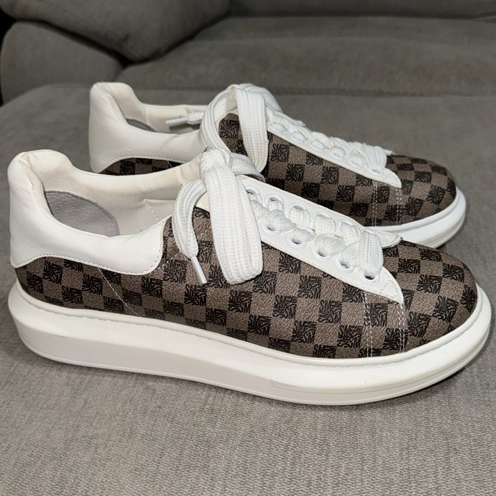 Brown Steve Madden Block Print Platform Sneakers - image 3
